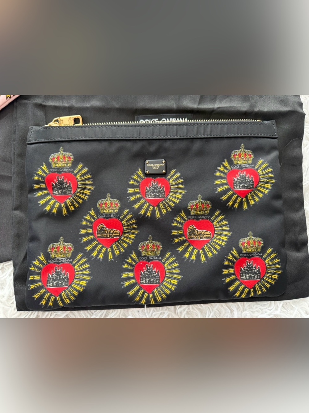 Dolce & Gabbana Clutch Black D&G Logo Devotion Heart